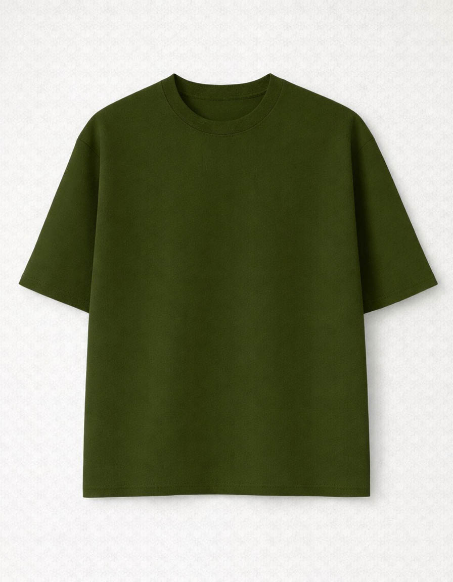 Olive Green Premium Looperknit Cotton Drop Shoulder